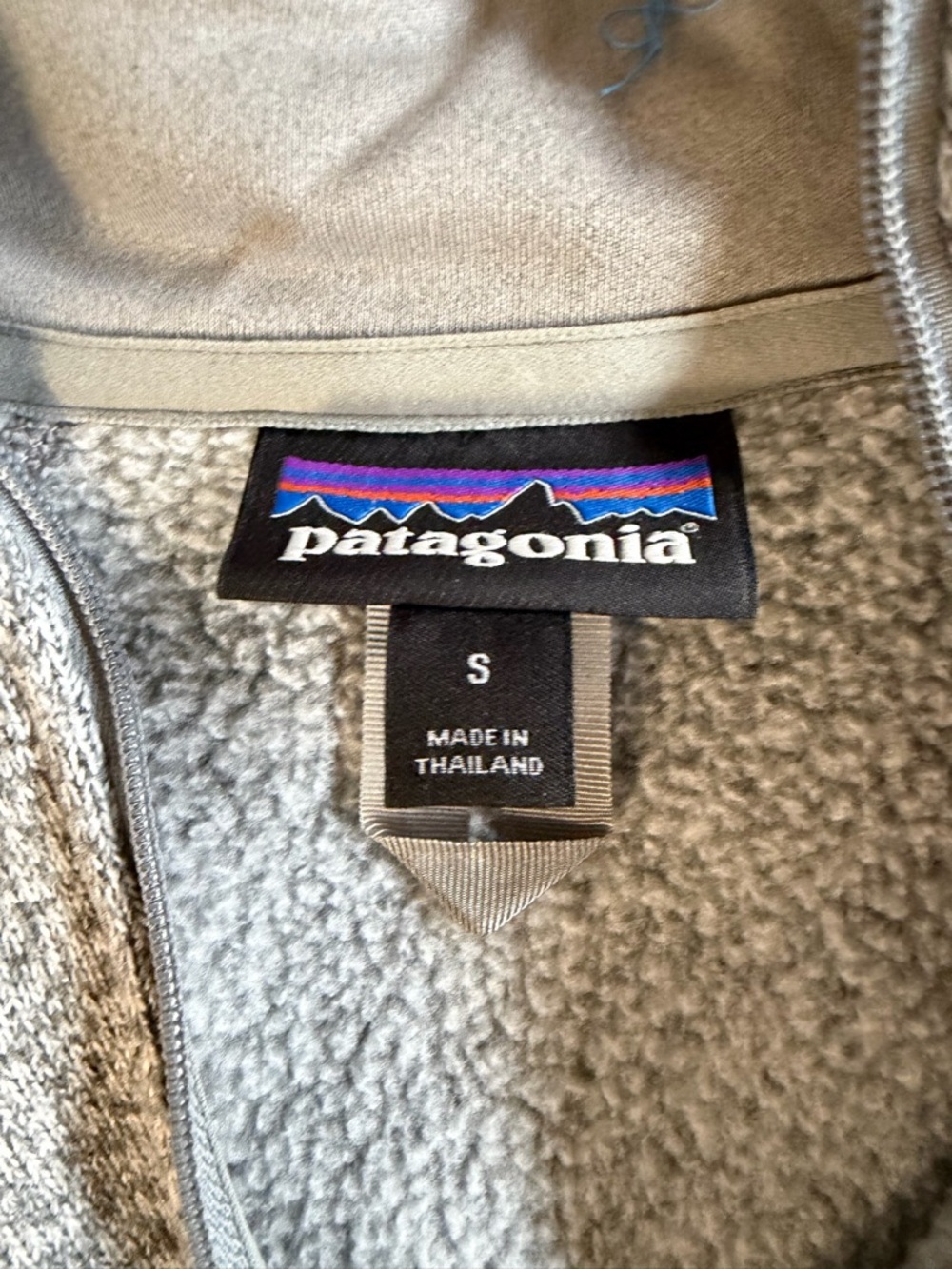 Patagonia Gray Sherpa Fleece with Multicolor Logo